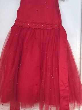 Girls Red Sparkle Tulle Party Dress